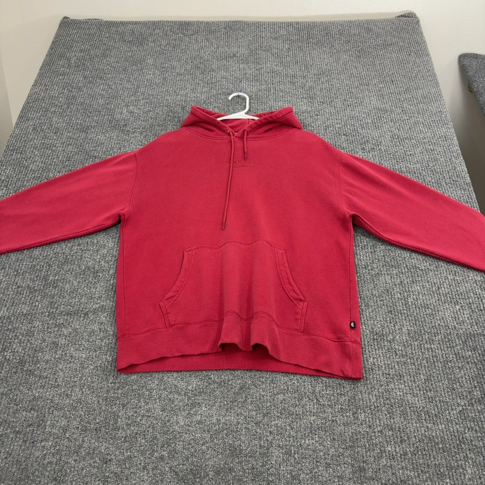 Nike SB Hoodie Mens Medium Red Cotton Fleece Embroidered Logo Skate Streetwear
